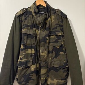 Steve Madden Men's Green and Black Military Jacket